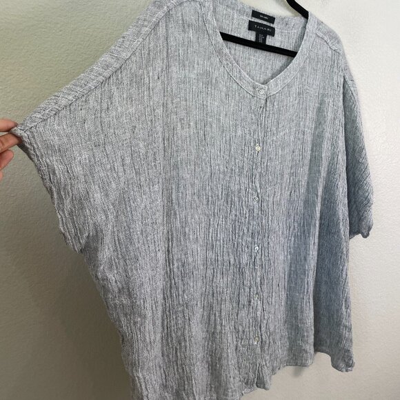 Tahari Womens Medium Gray 100% Linen Oversized Shirt Dolman Sleeve Top - Picture 5 of 9